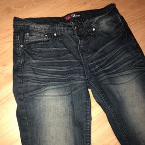 Dark wash bling skinny jeans